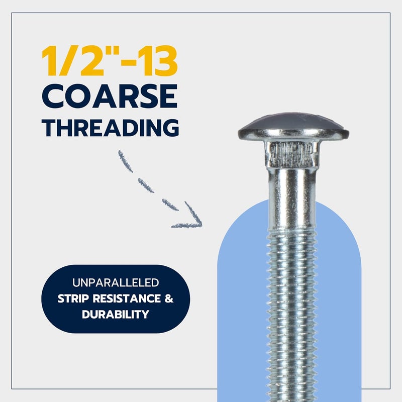 MAKERS BOLT 1/2" x 7" (25 Pack) Zinc Carriage Bolt Kit, Grade 307A by - Image 5